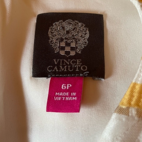 Vince Camuto yellow, white, and metallic striped brocade dress - Picture 4 of 6